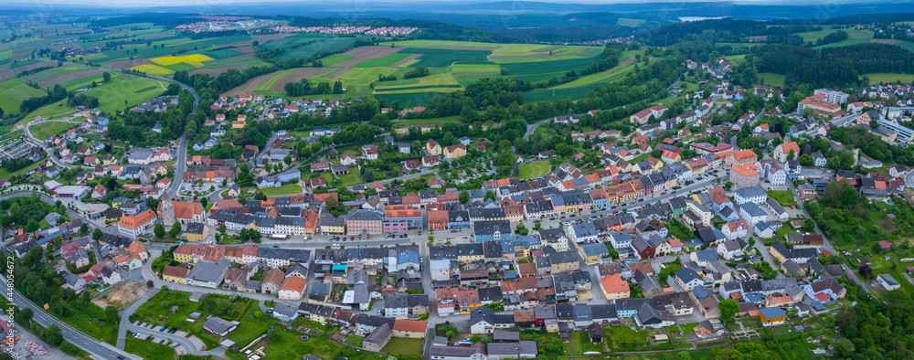 Aerial view of the city Eschenbach in Germany, Bavaria on a sunny day in Spring