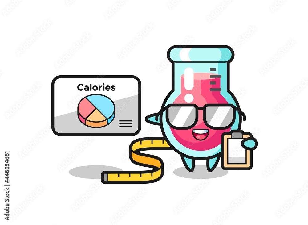 Illustration of laboratory beaker mascot as a dietitian