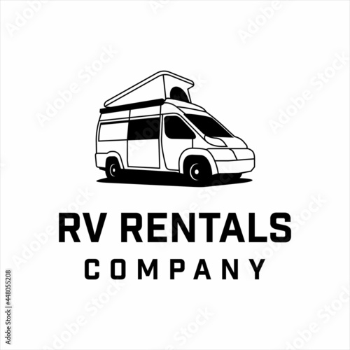 Camper van logo with retro style design