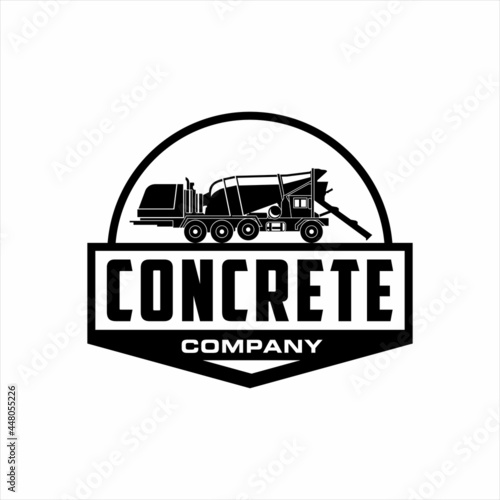 Concrete mixer truck with retro style badge design