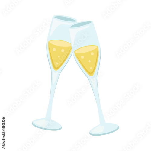 Toast Glasses Sign Emoji Icon Illustration. Champagne Celebration  Vector Symbol Emoticon Design Clip Art Sign Comic Style.