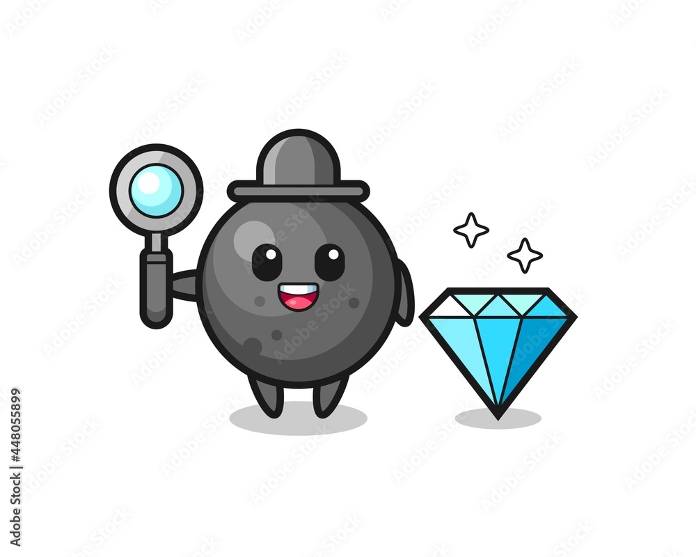 Illustration of cannon ball character with a diamond