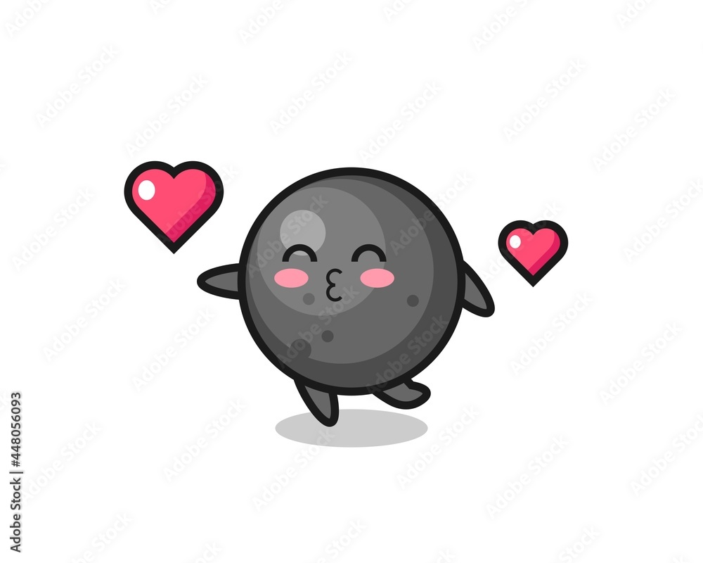 cannon ball character cartoon with kissing gesture cannon ball character cartoon with kissing gesture