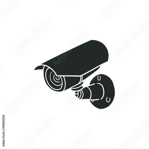 Security Camera Icon Silhouette Illustration. System Protection Vector Graphic Pictogram Symbol Clip Art. Doodle Sketch Black Sign.