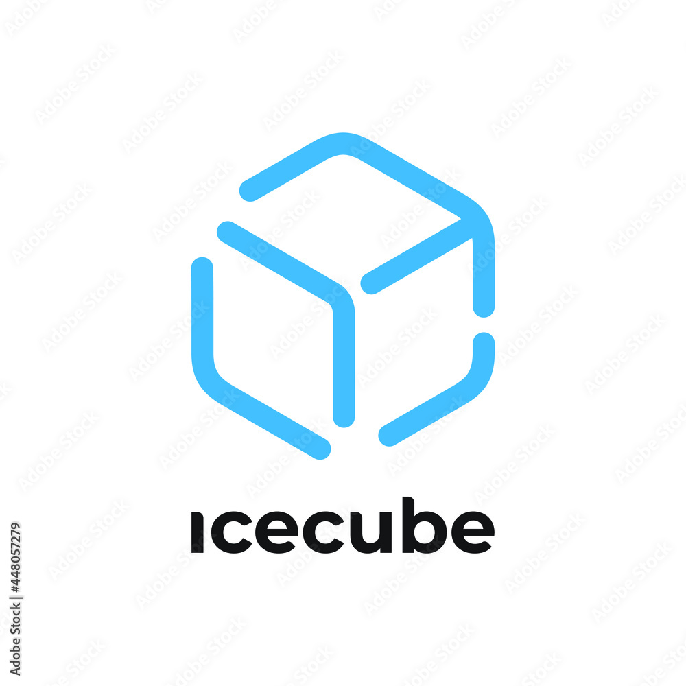 Ice cube one line logo design vector Stock Vector Adobe Stock