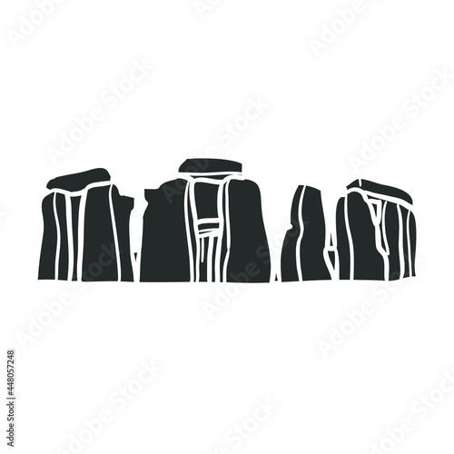 Stonehenge Icon Silhouette Illustration. Prehistoric Monument Vector Graphic Pictogram Symbol Clip Art. Doodle Sketch Black Sign.