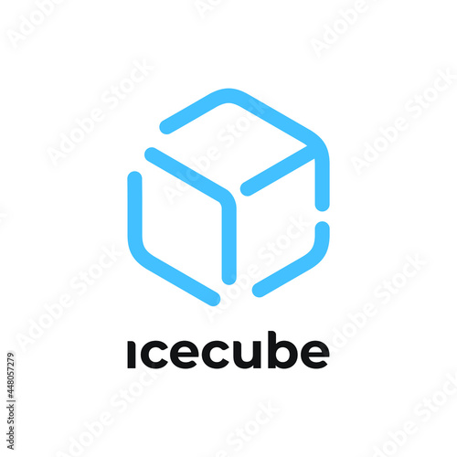 cube of ice one line logo design vector
