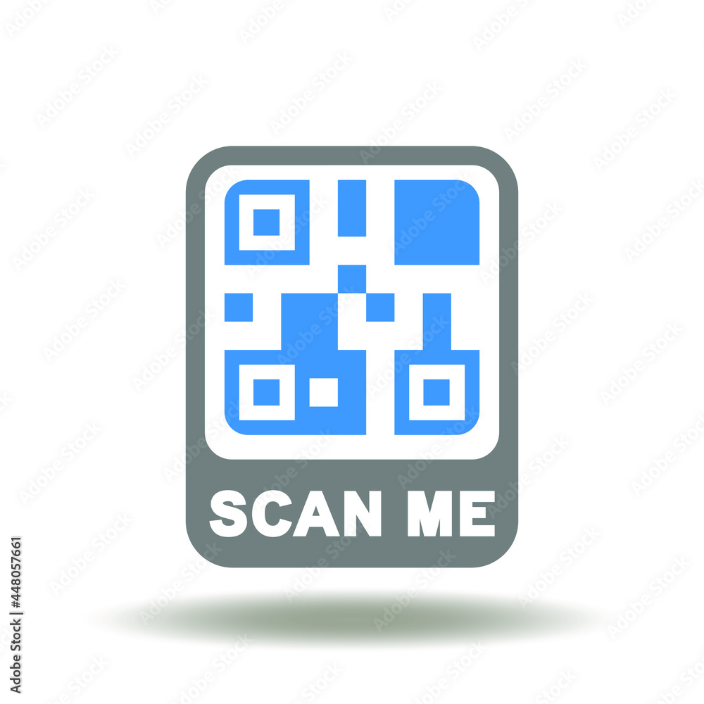 QR code with label scan me vector illustration. Identification a encoded product information with smartphone app conceptual symbol. QR code with label scan me vector illustration. Identification a encoded product information with smartphone app conceptual symbol.