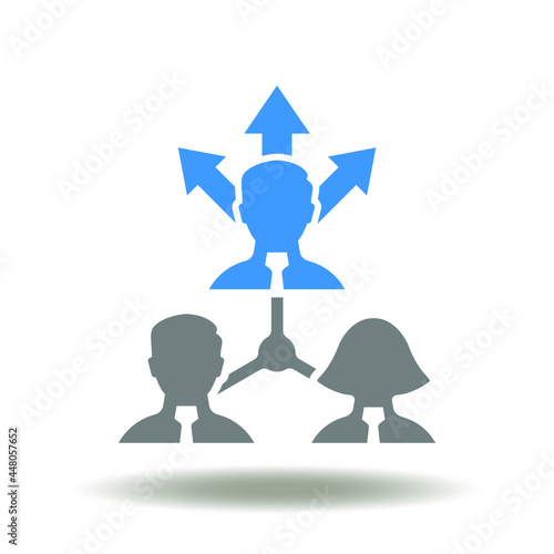 Leader delegate work vector illustrtion. Leadership Business Strategy Symbol. Delegating icon. Delegation Organization Management Sign.