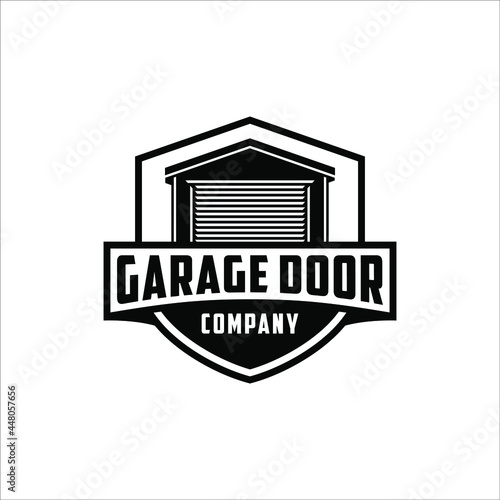 Garage door logo with retro and classic design style