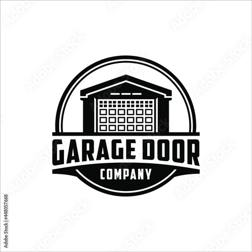 Garage door logo with retro and classic design style