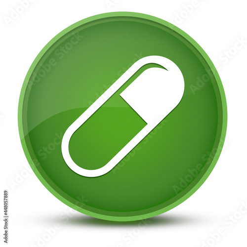 Pill luxurious glossy green round button abstract