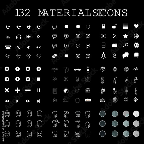 black and white icons set