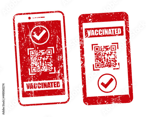 Vaccinated health passport smartphone screen icon. Vaccine corona passport icon logo symbol sign. Vector illustration image. Isolated on white background.	
