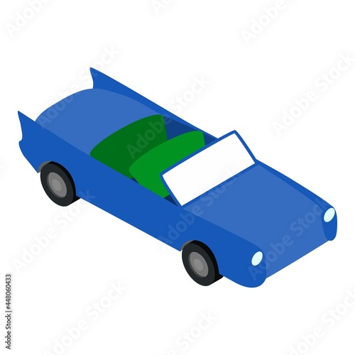 Cabriolet icon isometric vector. Blue roofless cabriolet car. Convertible car, transport, automobile