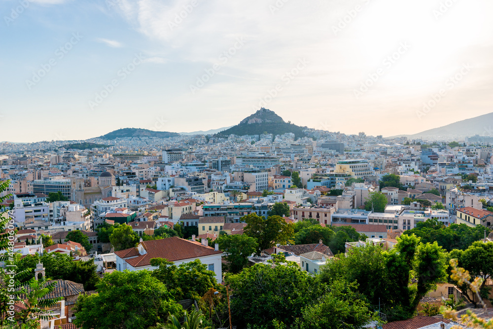 Athens city panorama seen from the Acropolis in Greece