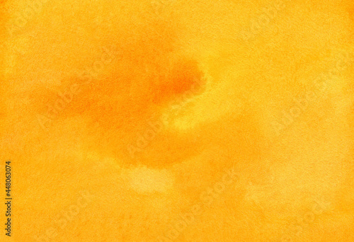 Abstract yellow and orange watercolor paper textured illustration for grunge design, vintage card, templates. Autumn watercolor background