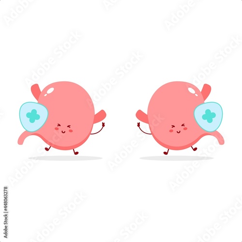 cute character stomach and blood collection