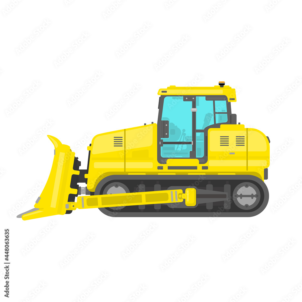 Bulldozer Flat Vector Icon illustration Color