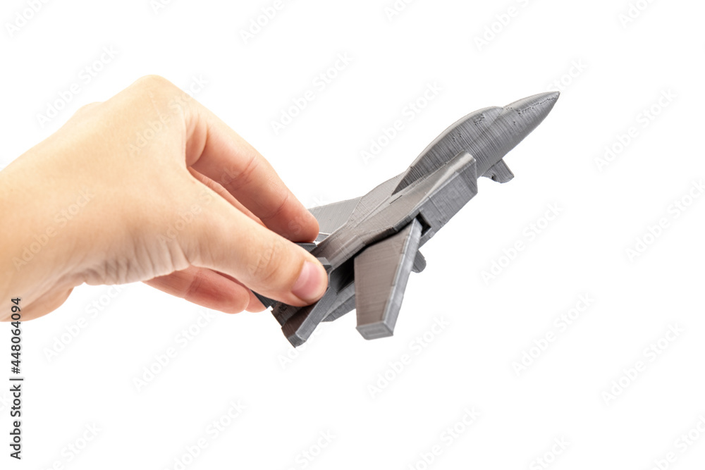 Model plane, airliner, airplane created on a 3d printer, on white background. transportation concept Model plane, airliner, airplane created on a 3d printer, on white background. transportation concept