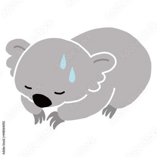 オーストラリアの動物　汗をかいて謝るコアラのベクターイラスト