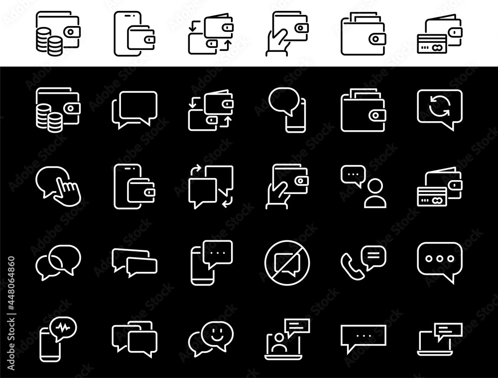 Simple set of message line vector line icons. contains icons such as conversation, SMS, notifications, group chat, and more. Editable stroke. 48x48 pixels perfect, white background Simple set of message line vector line icons. contains icons such as conversation, SMS, notifications, group chat, and more. Editable stroke. 48x48 pixels perfect, white background