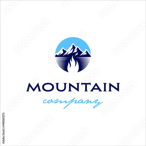 Mountain campfire logo with modern and simple design style