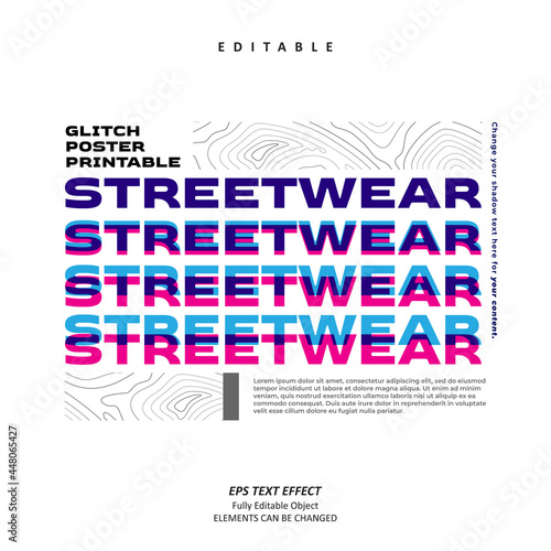 Printable Streetwear Glitch Effect text effect editable premium vector