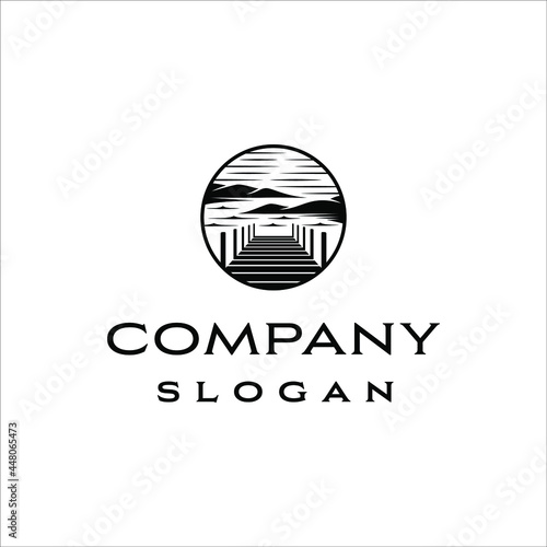 Dock and lake logo with classic style design
