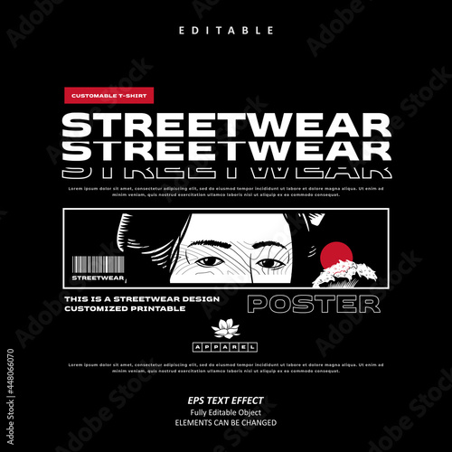Poster Streetwear Customize Stacked Effect text effect editable premium vector