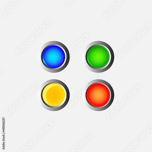 illustration vector graphic of set button perfect for Traffic lamps, plastic pin, emblem, volunteer label, emergency button