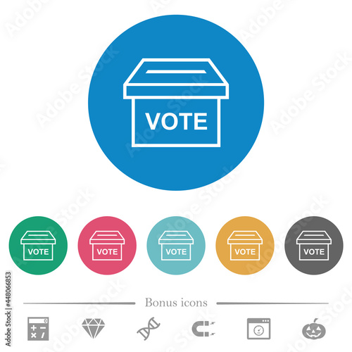 Ballot box outline flat round icons