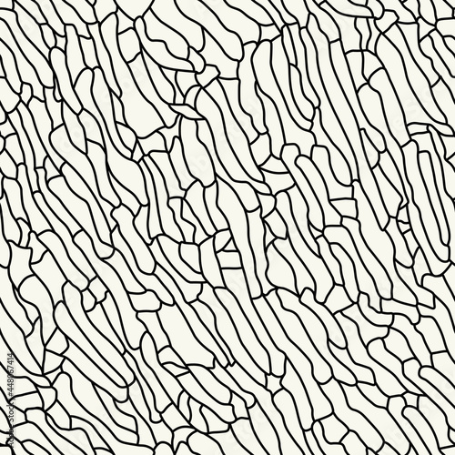 Fototapeta Naklejka Na Ścianę i Meble -  Natural shapes seamless vector pattern.
Organic and biological geometric design background. Black and white cellular texture.