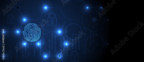 internet digital security technology concept for business background. Lock on circuit board