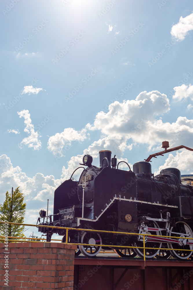 Obraz premium Steam locomotive decorated in Fukuchiyama city, Kyoto, Japan