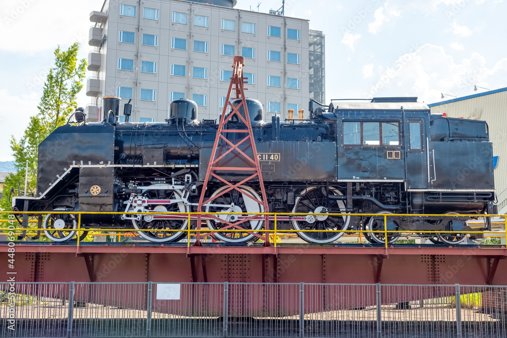 Steam locomotive decorated in Fukuchiyama city, Kyoto, Japan
