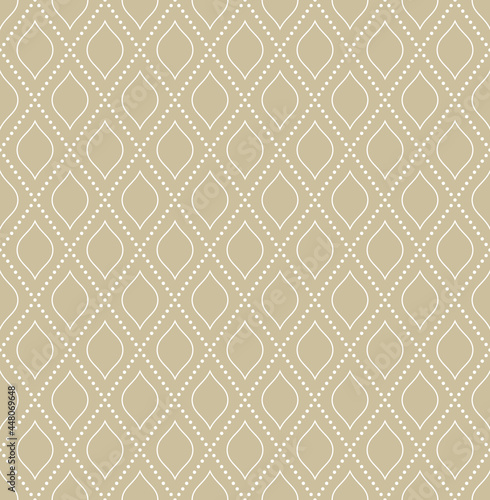 Geometric dotted vector pattern. Seamless abstract modern golden and white texture for wallpapers and backgrounds