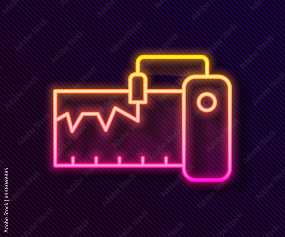 Glowing neon line Electrical measuring instrument icon isolated on black background. Analog devices. Measuring device laboratory research. Vector Glowing neon line Electrical measuring instrument icon isolated on black background. Analog devices. Measuring device laboratory research. Vector