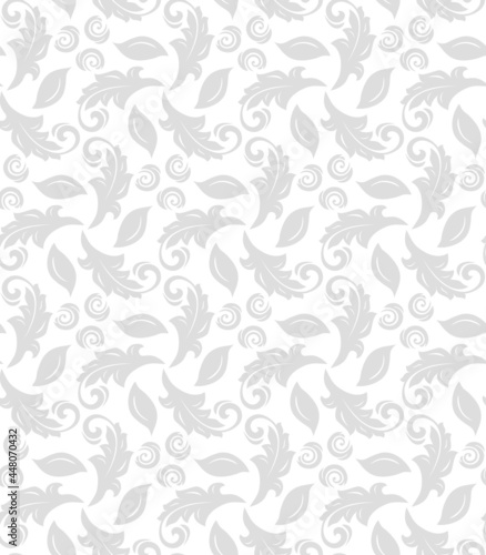 Floral vector ornament. Seamless abstract classic background with light leaves. Pattern with repeating floral elements. Ornament for fabric, wallpaper and packaging