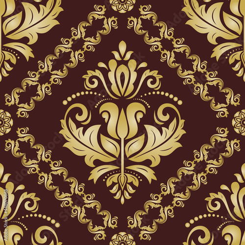 Orient vector classic pattern. Seamless abstract golden background with vintage elements. Orient golden background.