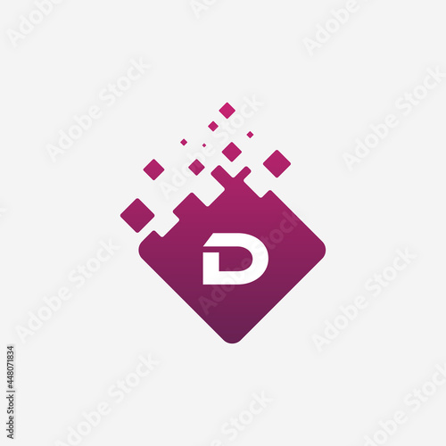 Letter D Logo. D Vector Letter Design with square.