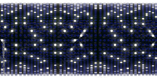 3d illustration, 3d rendering, vr 360 panorama abstract images of the spherical background, the path to light, blue spherical plastic background Alternating white spherical light