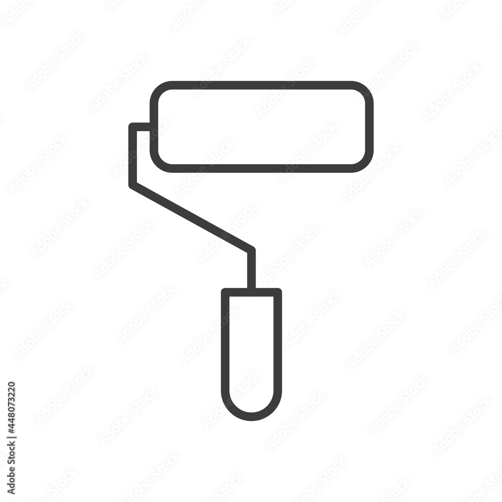 Paint roller line icon. Black repair and built work tool. Vector isolated on white. Paint roller line icon. Black repair and built work tool. Vector isolated on white.