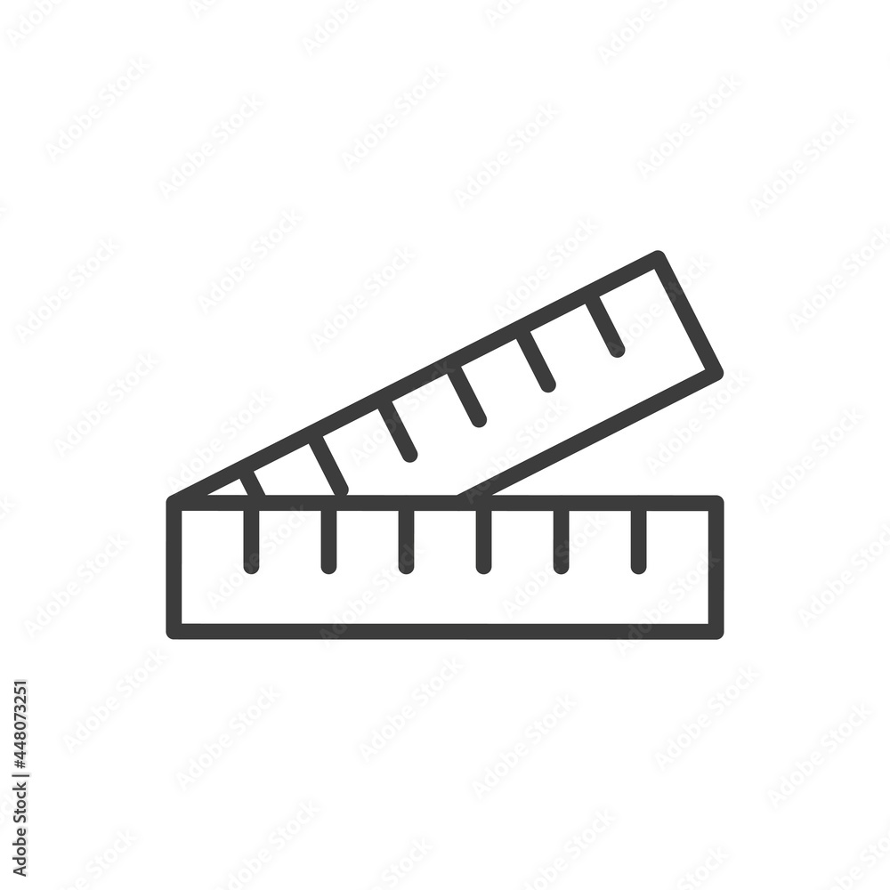 Folding ruler line icon. Measure outline instrument. Vector illustration isolated