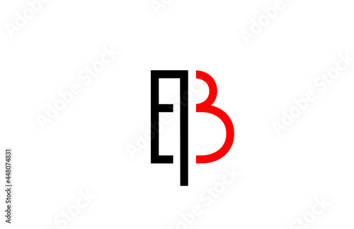 black red B line alphabet letter icon logo. Creative design for company