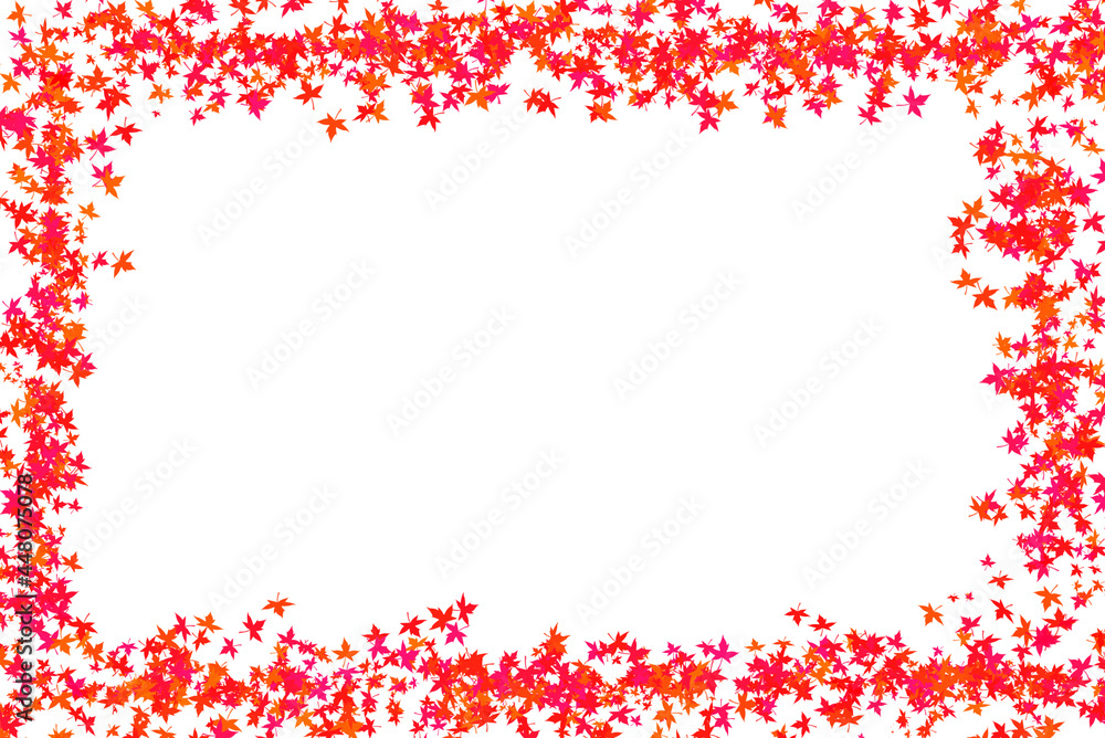 Obraz premium もみじの赤く紅葉した葉っぱで構成されたフレーム