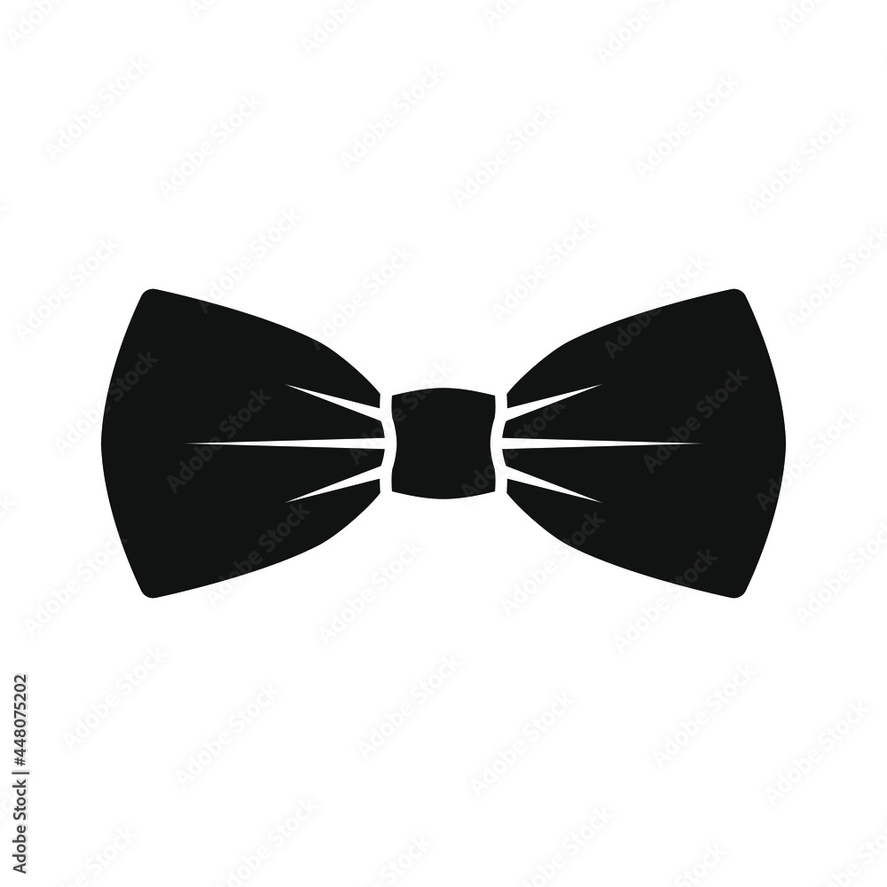 Black bow tie icon. Isolated sign bow tie on white background in flat design. Vector illustration Black bow tie icon. Isolated sign bow tie on white background in flat design. Vector illustration