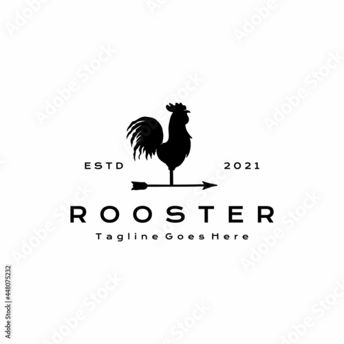 Rooster silhouette logo with arrow icon illustration