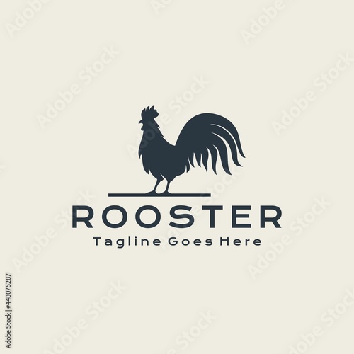 Rooster, chicken, hen, silhouette. Vintage retro Rooster logo design illustration