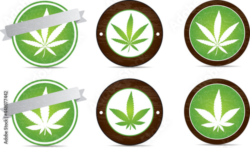 Sativa and indica marijuana cannabis strains symbol icon set